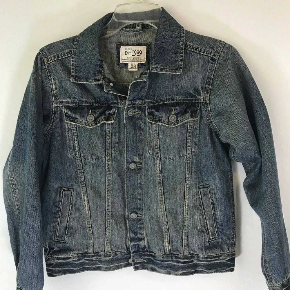 The Place Est 1989 Denim Jacket Blue Classic Trucker‎ Style Girls Large (10/12)